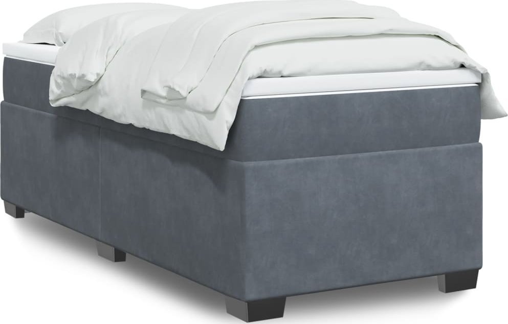vidaXL Łóżko kontynentalne z materacem, ciemnoszary aksamit, 90x190 cm