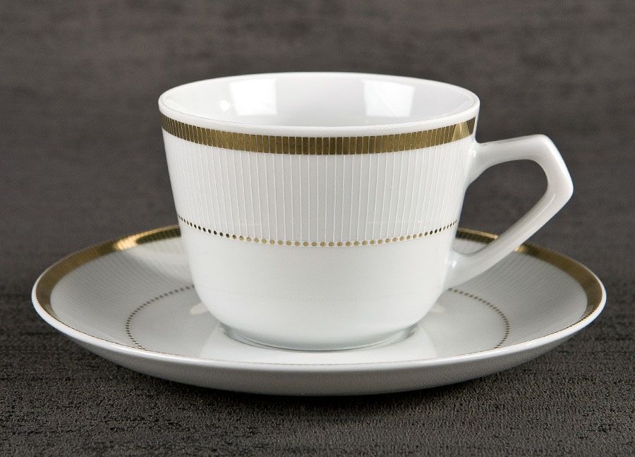 Ćmielów Kpl. 6 filiżanek 200ml ze spodkiem Marcello Gold