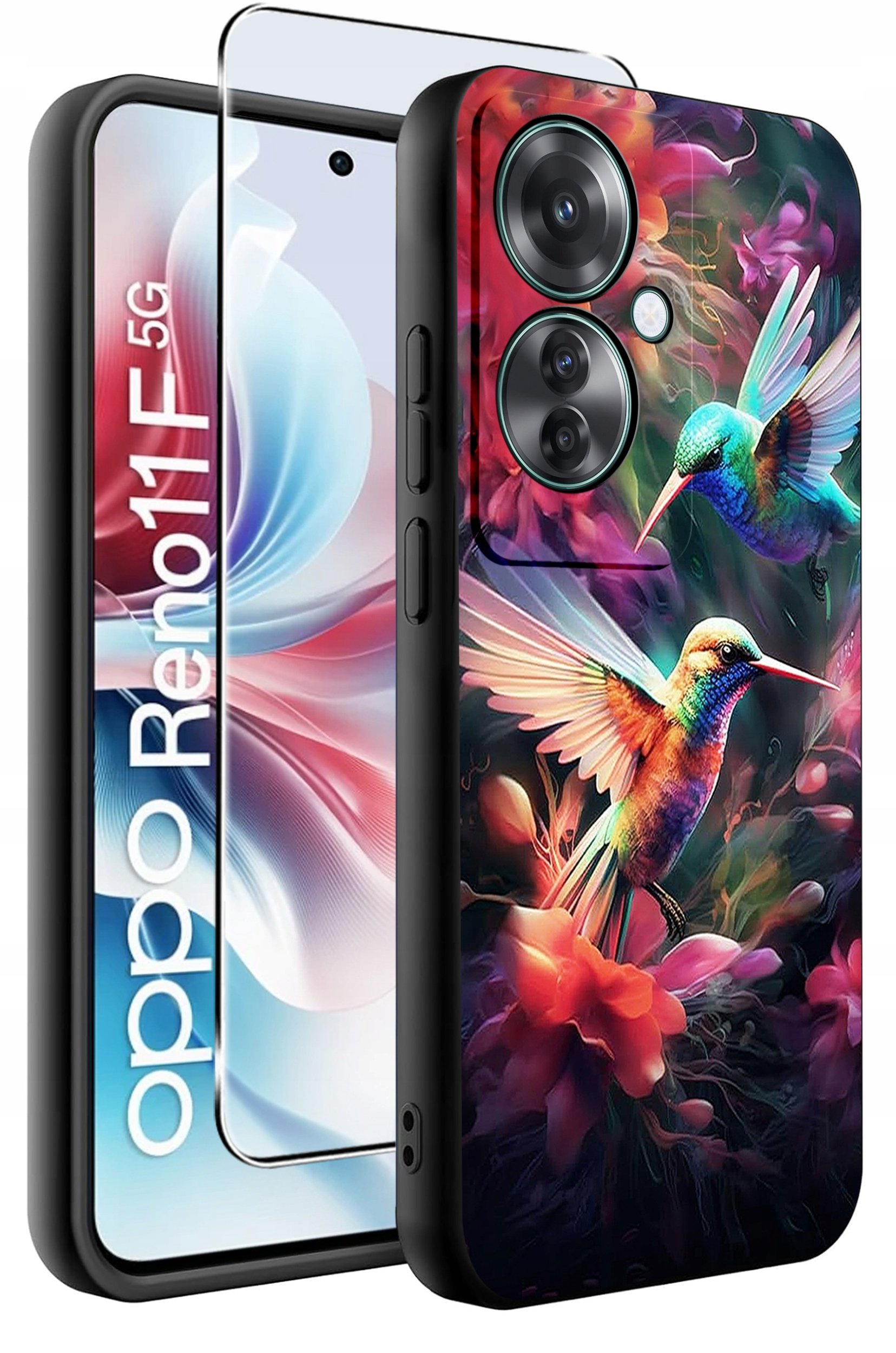 ETUI do Oppo Reno11 F 5G WZORY | SILIKONOWE MATT CASE + SZKŁO HARTOWANE 9H
