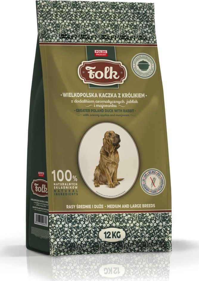 Folk Karma sucha dla psa FOLK M&L Wielkopolska kaczka z królikiem z dodatkiem jabłek i majeranku 12 kg