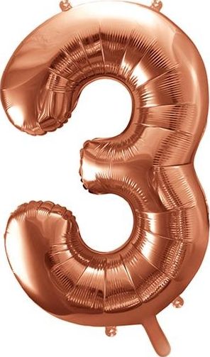 Party Deco Balon foliowy Cyfra "3", 86cm, różowe złoto uniwersalny