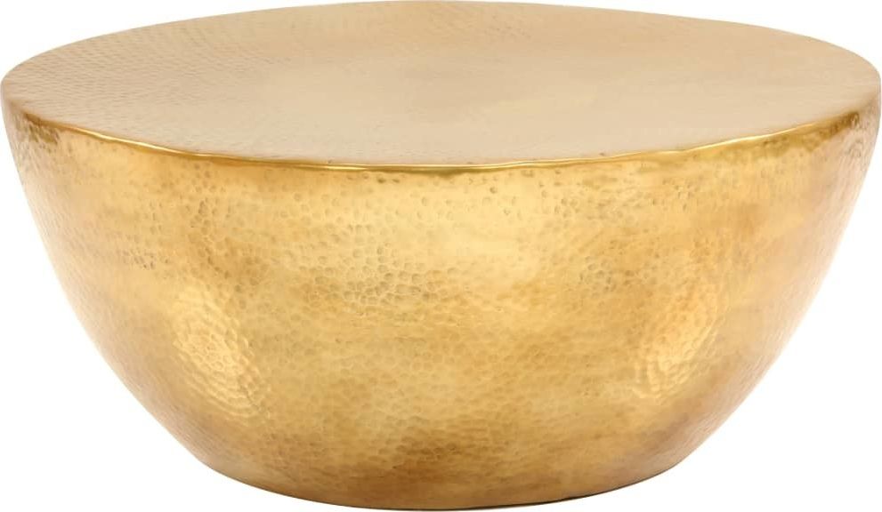 vidaXL Stolik kawowy z młotkowanego aluminium, 70x30 cm, mosiądz