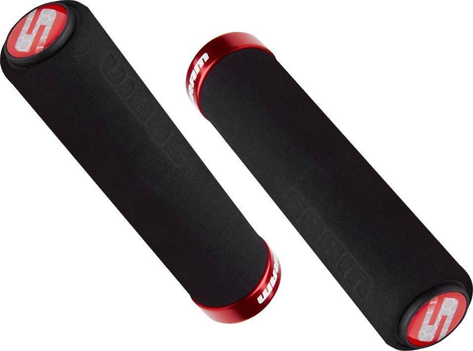 Sram Chwyty kierownicy profilowane Sram Locking Grips Contour Foam 129mm czarne z czerwoną obejmą i korkami uniwersalny