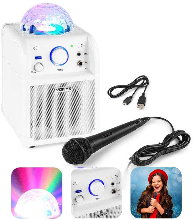 Głośnik karaoke Bluetooth efekt LED Vonyx SBS50W one size