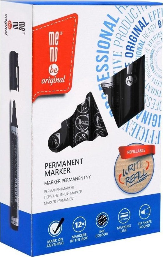 MemoBe Marker permanentny czarny (12szt)