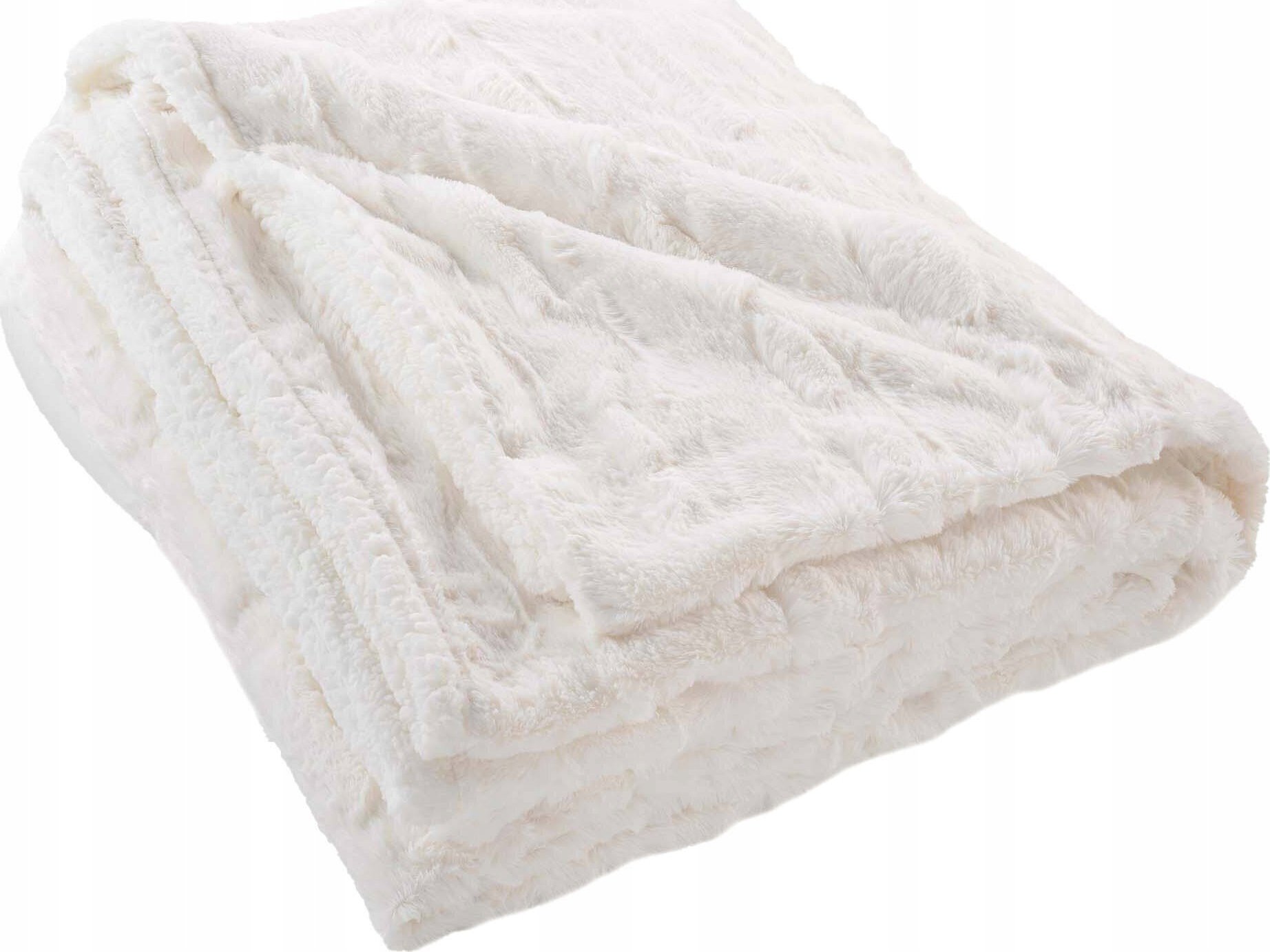 Douceur d`Interieur Pluszowy koc ze sztucznego futra, NATURAL