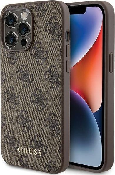 Guess GUHCP15XG4GFBR iPhone 15 Pro Max 6.7" brązowy/brązowy hard case 4G Metal Gold Logo