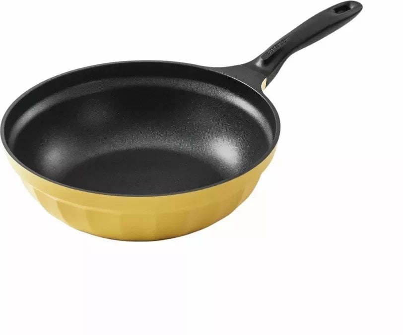 BUYDEEM Aluminiowa patelnia z nieprzywierającą powłoką i szklaną pokrywką 30 cm, model CP102, kolor Mellow Yellow