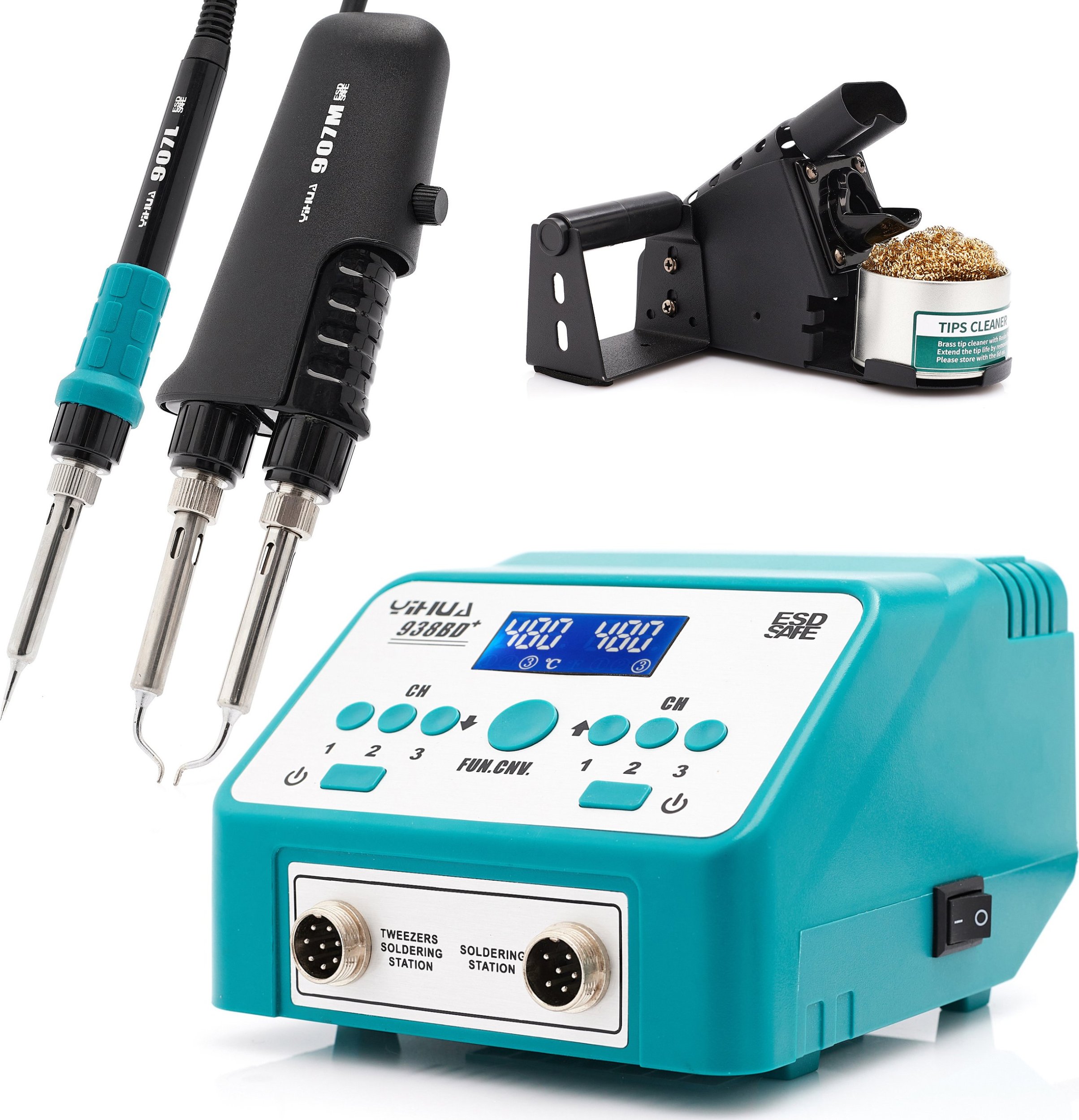 Stacja Lutownicza Termopęseta Yihua 938BD+ Uchwyt PCB Topnik Kapton Pęseta