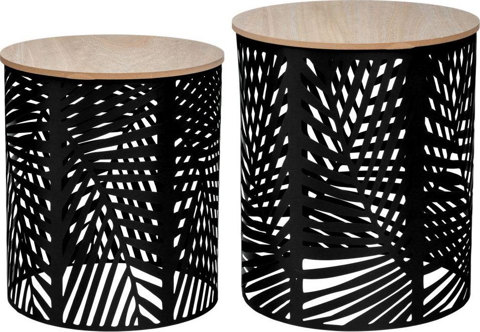 Atmosphera Komplet 2 stolików kawowych Black Leaves