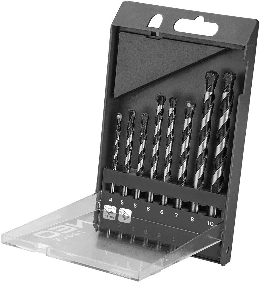 Zestaw wierteł do betonu zestaw 8 szt. - 4, 5, 5, 6, 6, 7, 8, 10 mm