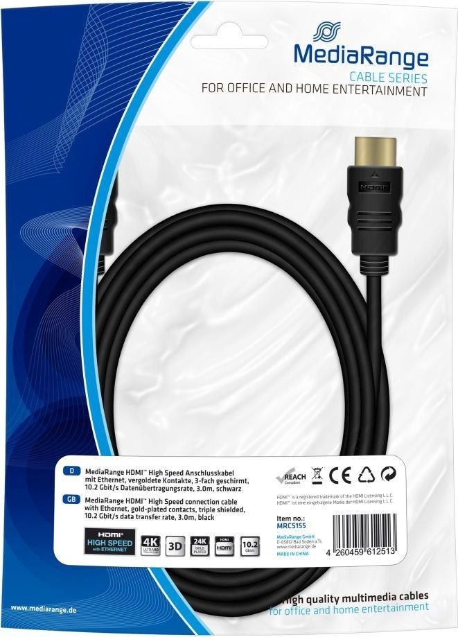 Kabel MediaRange Kabel HDMI MediaRange MRCS155 HDMI/HDMI with Ethernet, 3.0m, czarny