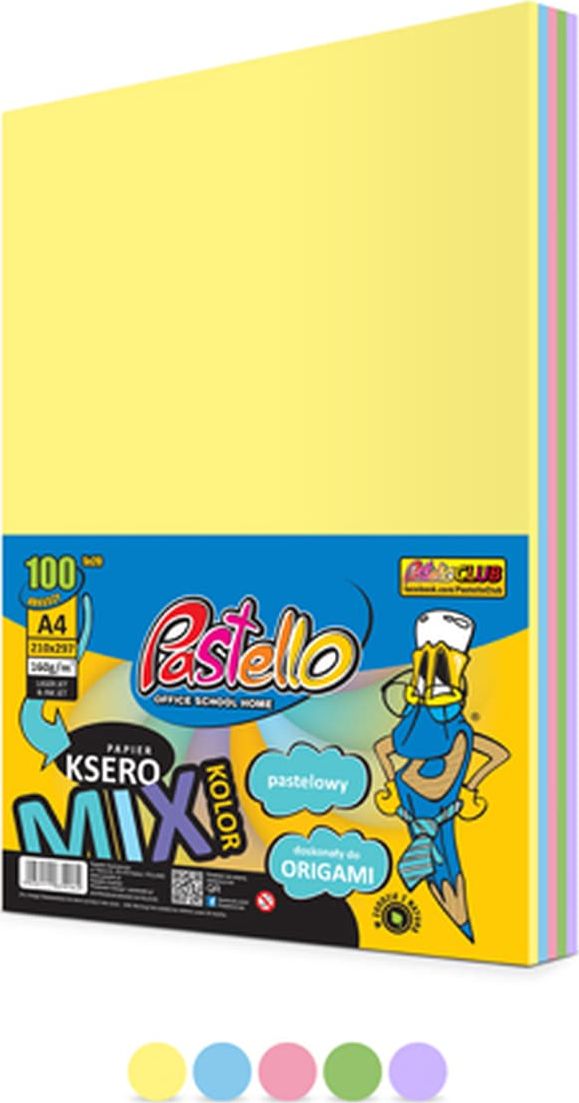 Pastello Papier ksero A4 160g mix kolorów 100 arkuszy