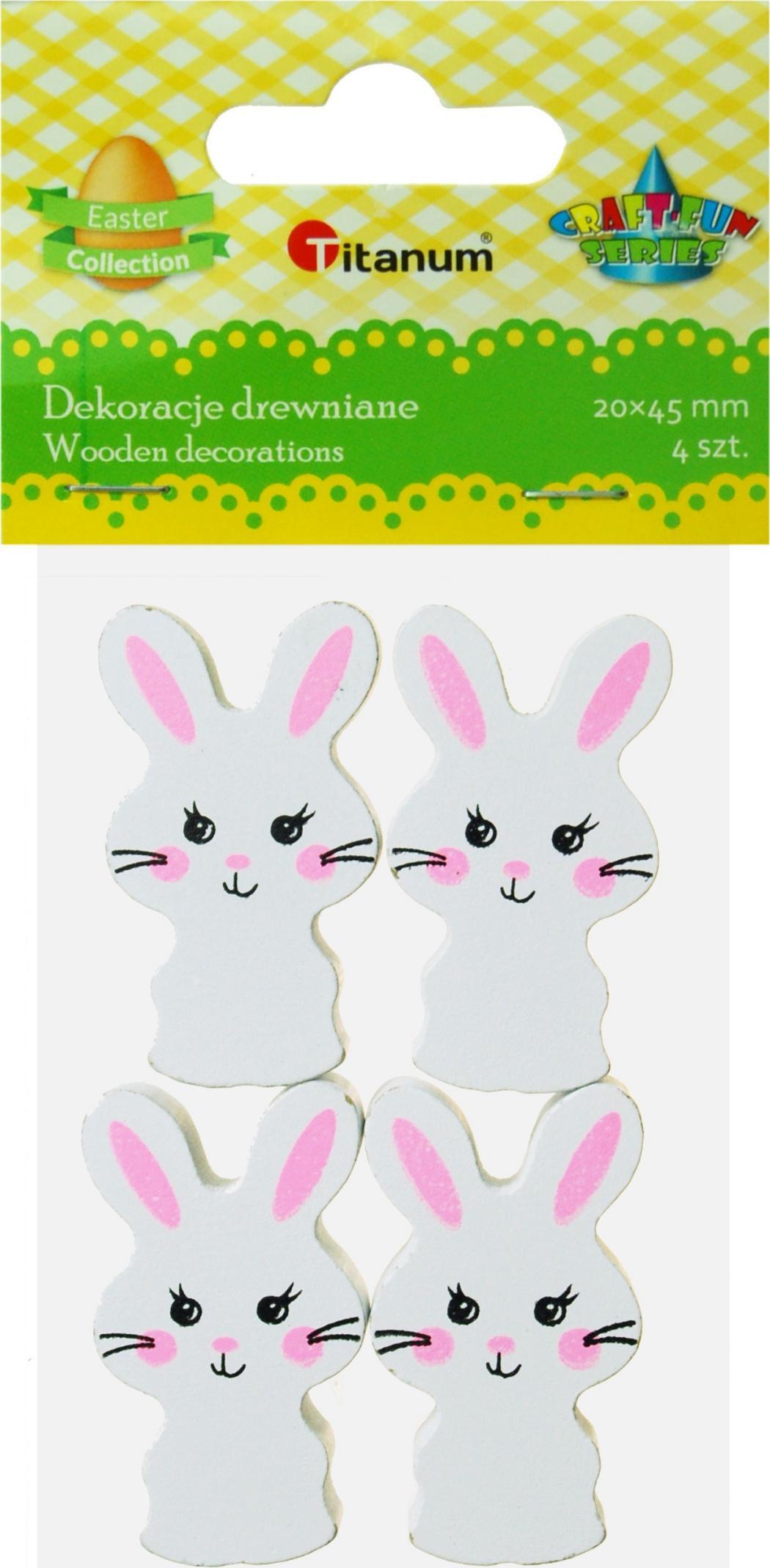 Titanum Drewniane zające białe 25x43mm 4szt