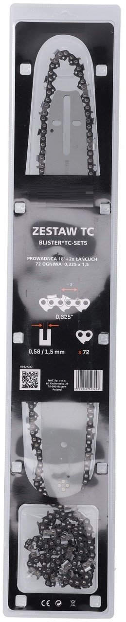 Prowadnica 18" + 2x Łańcuch 72 ogniwa - 0,325 x 1,5 TOP CUT