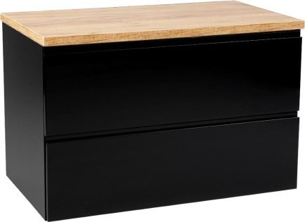 Deftrans Szafka łazienkowa 80x50 cm wisząca czarny połysk z blatem Modus