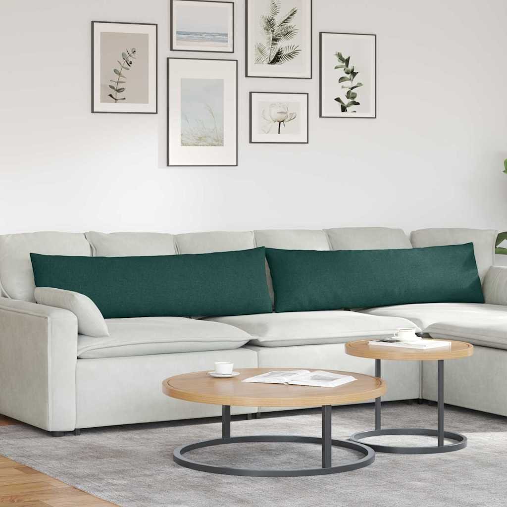 vidaXL Poduszki na sofę 2 pcs Ciemna zieleń 145 x 40 cm tkanina