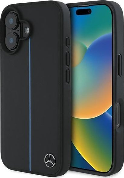 Mercedes MEHMP16S23RURBK iPhone 16 6.1" czarny/black hardcase MB Blue Line Leather MagSafe