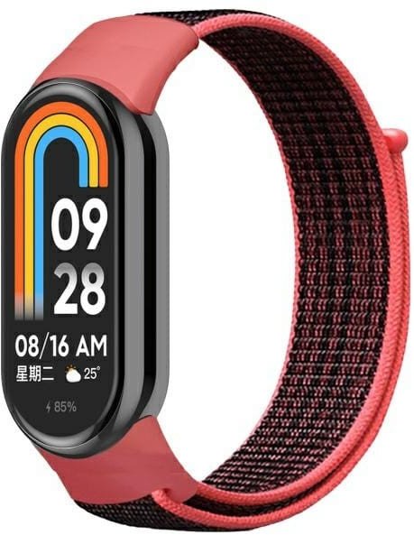 Beline pasek Mi Band 9/8 NylonLoop czerwono-czarny/red-black