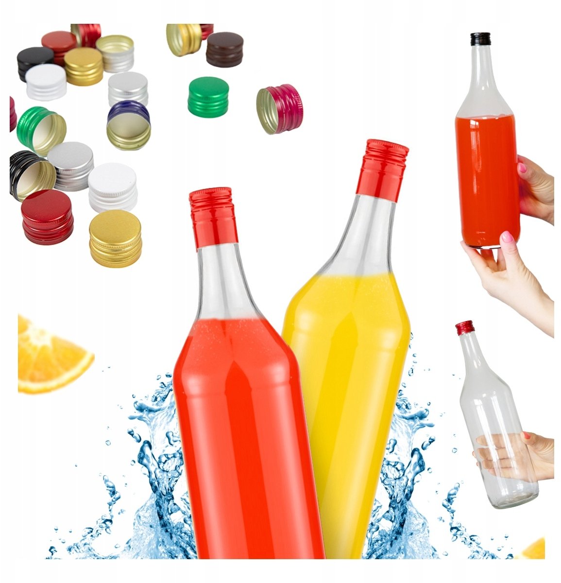 10x BUTELKI MONOPOLOWE 1L 1000 ml Na WÓDKĘ BIMBER SOK Nalewki z Zakrętką