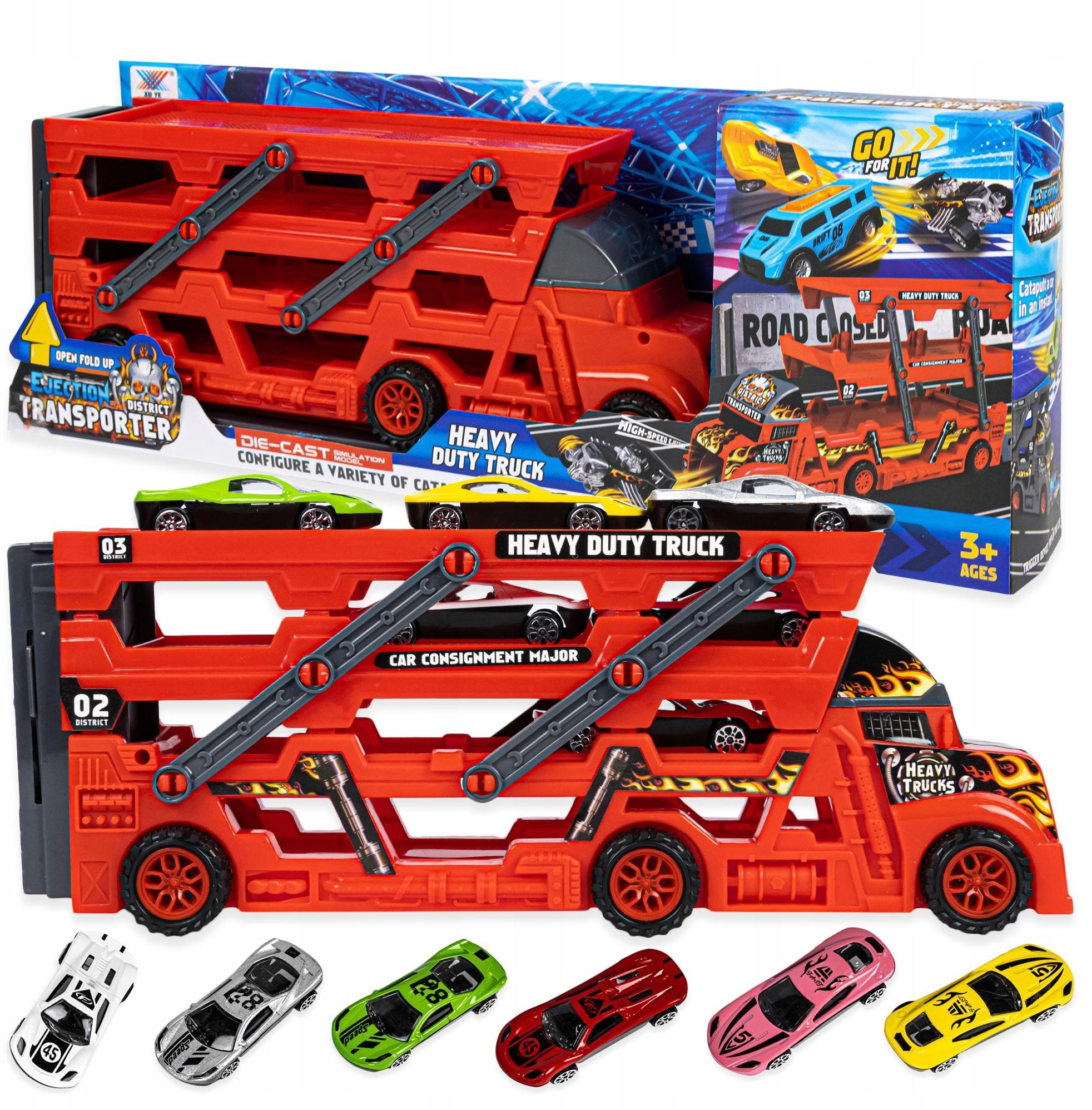 Tir Laweta + 6 Resoraki Autka Wyrzutnia Ciężarówka