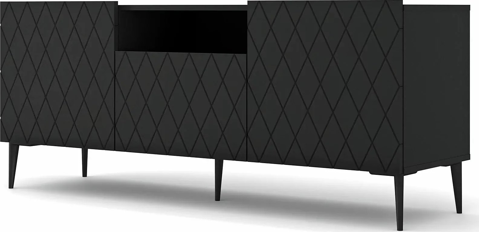 Elior Szafka rtv czarny mat + czarne nogi - Nuvis 3X