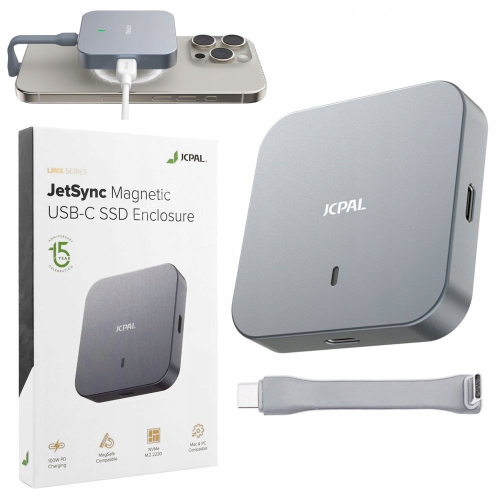 JCPal Obudowa Kieszeń SSD na Dysk NVMe M.2 2230 MagSafe USB-C iPhone 16/15