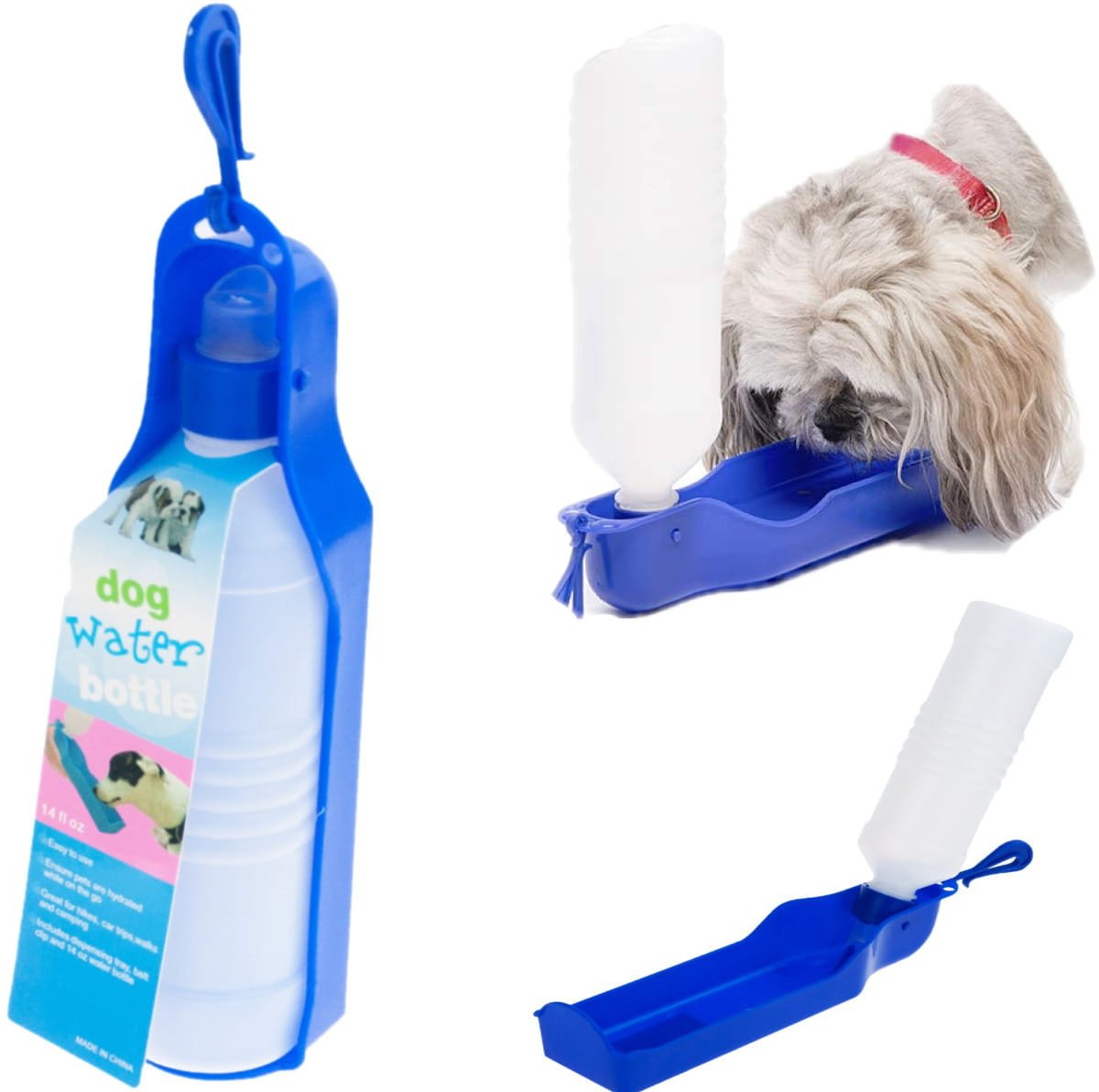 XA124B BUTELKA Z MISECZKĄ DLA PSA PRZENOŚNA Z KLIPSEM 250ml