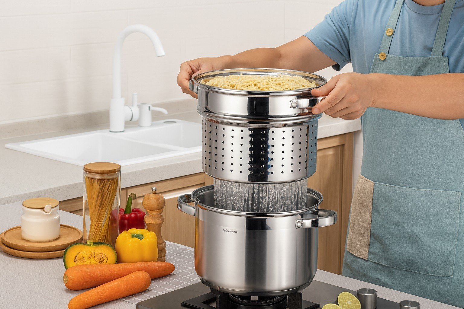 Garnek 7,5 L z wkładem do gotowania makaronu KB-7738