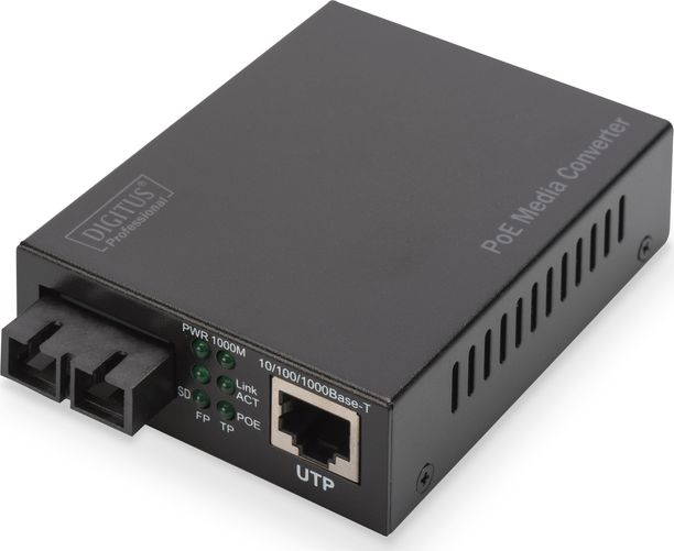 Konwerter światłowodowy Digitus Gigabit PoE Singlem.Media RJ45/SC SM PSE