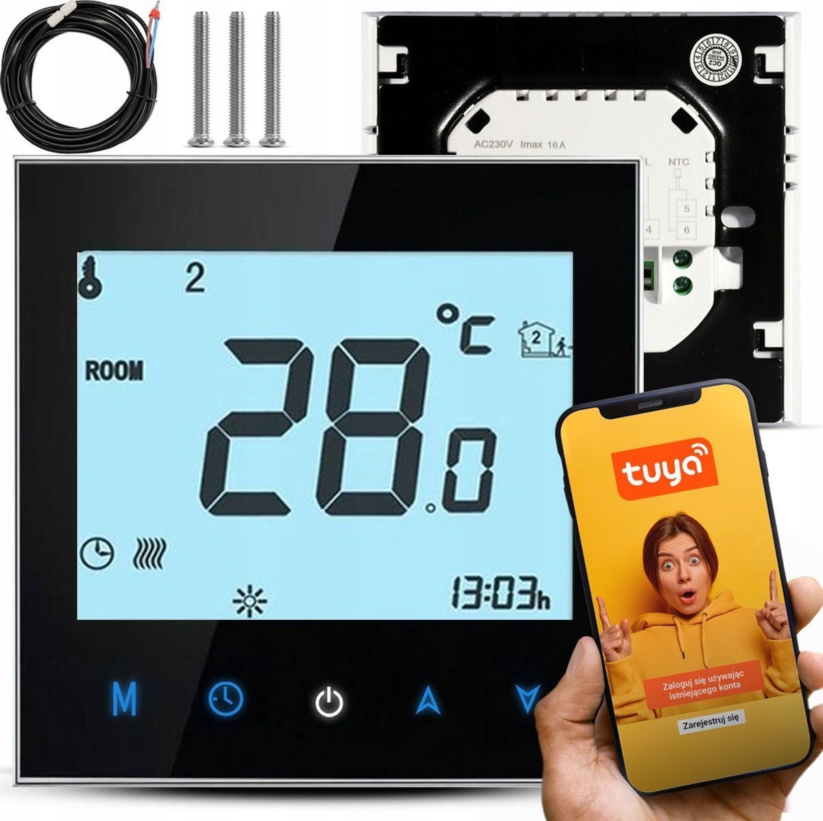 Cronos Termostat AC605H-WIFI Czarny