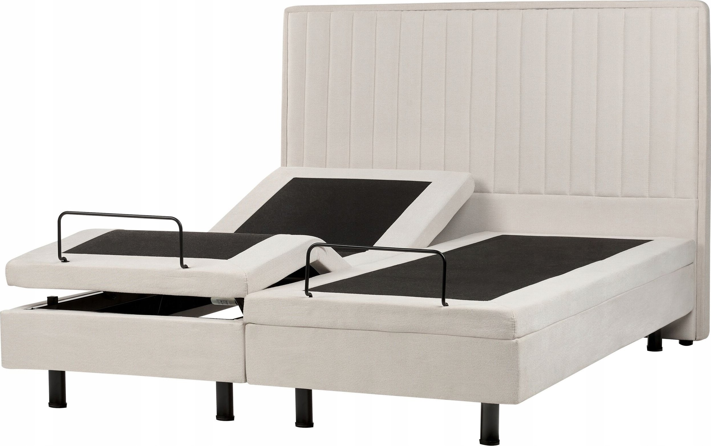 Beliani Łóżko regulowane tapicerowane 160 x 200 cm beżowe DUKE II