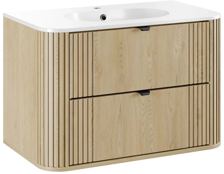 Szafka pod umywalkę OVALIA CREMONA 2S 80cm dąb cremona z umywalką wpuszczaną PURE COMAD