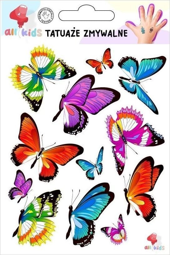Tatuaże zmywalne dla dzieci Kolorowe motyle