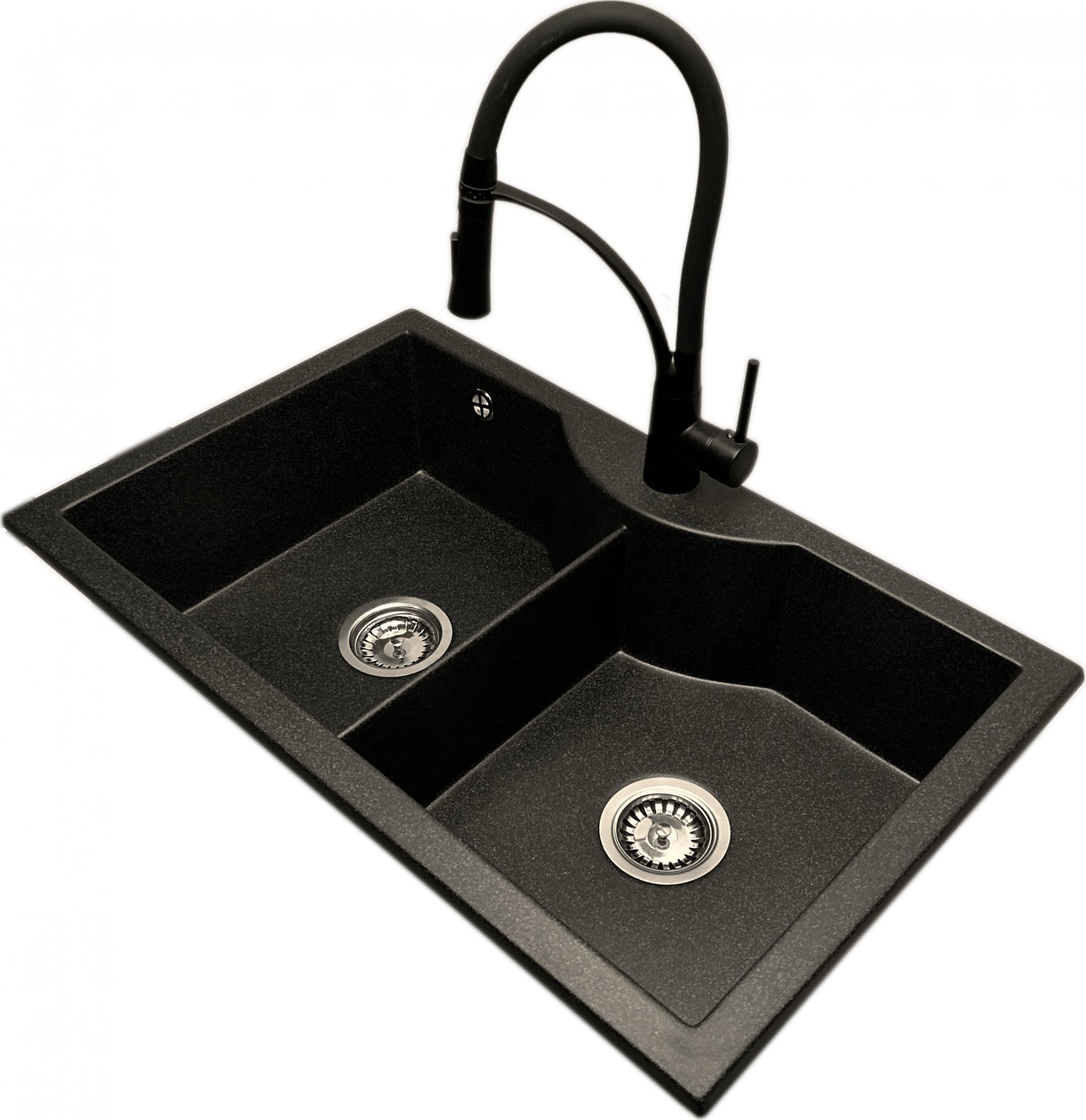 Zlewozmywak PREHNIT Zlewozmywak 2 komorowy PENTA grafit + bateria NEXO