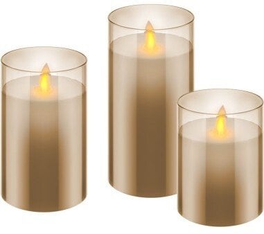 Goobay Zestaw trzech świec LED w słoiku, złoto-przezroczysty