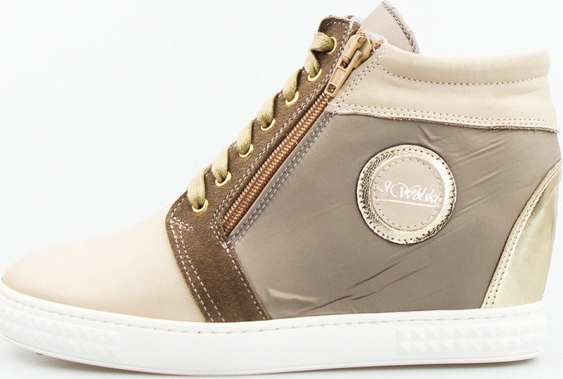 Wolski Sneakersy koturny skórzane beżowe J. Wolski-38