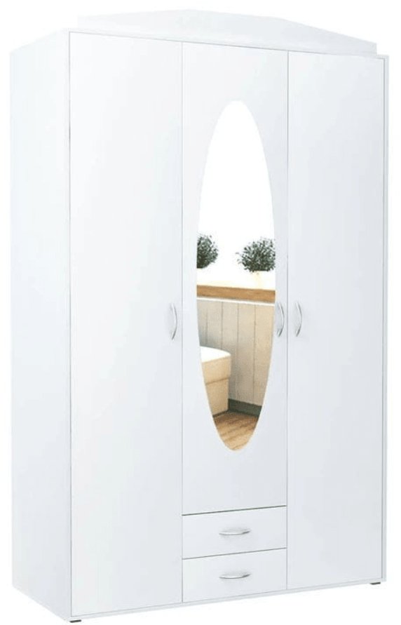 Szafa trzydrzwiowa, do sypialni, Classic, 127x55x201 cm, biel, mat | TYLETEGOTU