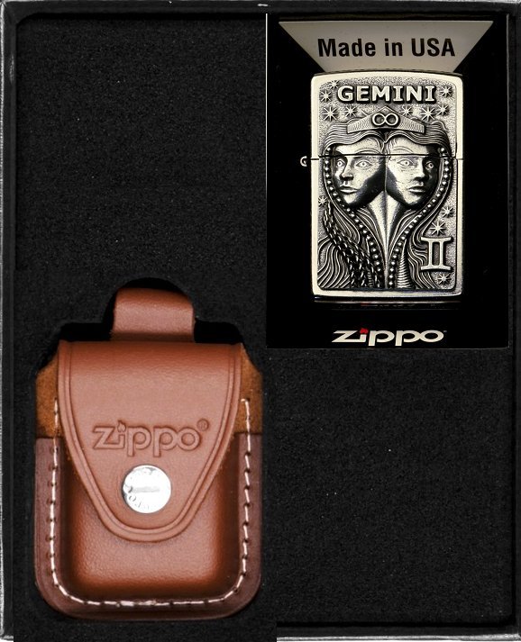 Zestaw ZIPPO Zapalniczka ZODIAC GEMINI bliźnięta Prezentowy No2