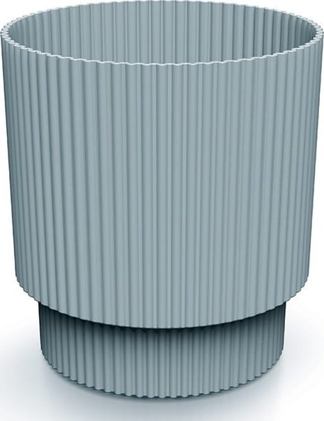Doniczka jasnoszara prążkowana plastikowa 15,7x14,6 cm dekoracyjna Milly Round