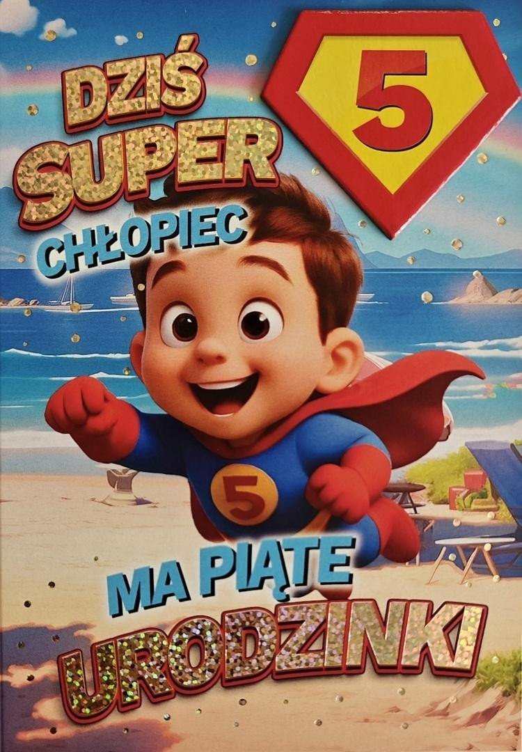Yeku Karnet Urodziny 5 chłopiec - Superbohater