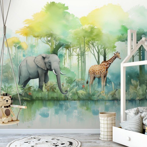 FOTOTAPETA DLA DZIECI LAS ZWIERZĘTA DŻUNGLA SAFARI TAPETA NA ŚCIANĘ 350x250