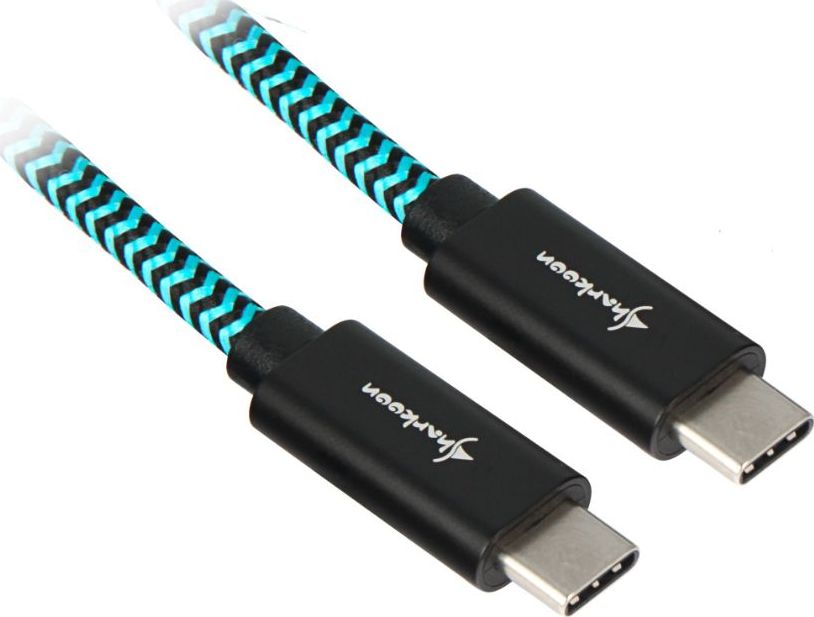 Kabel USB Sharkoon USB-C - USB-C 1 m Czarno-niebieski (4044951027149)