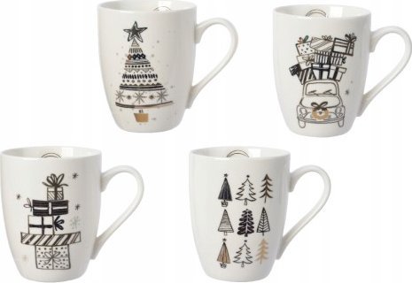 Kaemingk Kubek porcelanowy świąteczny na kawę biały 12 x 11 cm