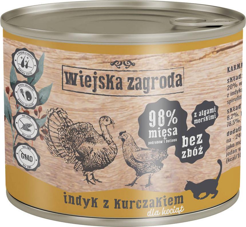 Wiejska Zagroda Indyk z Kurczakiem Dla Kociąt 200g