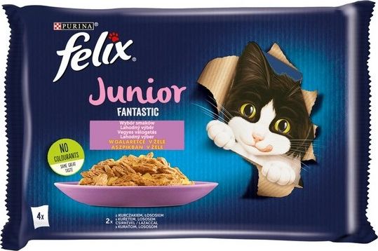 Nestle FELIX sasz.4x85g FANTASTIC JUNIOR KURCZAK, ŁOSOŚ w galaretce /12