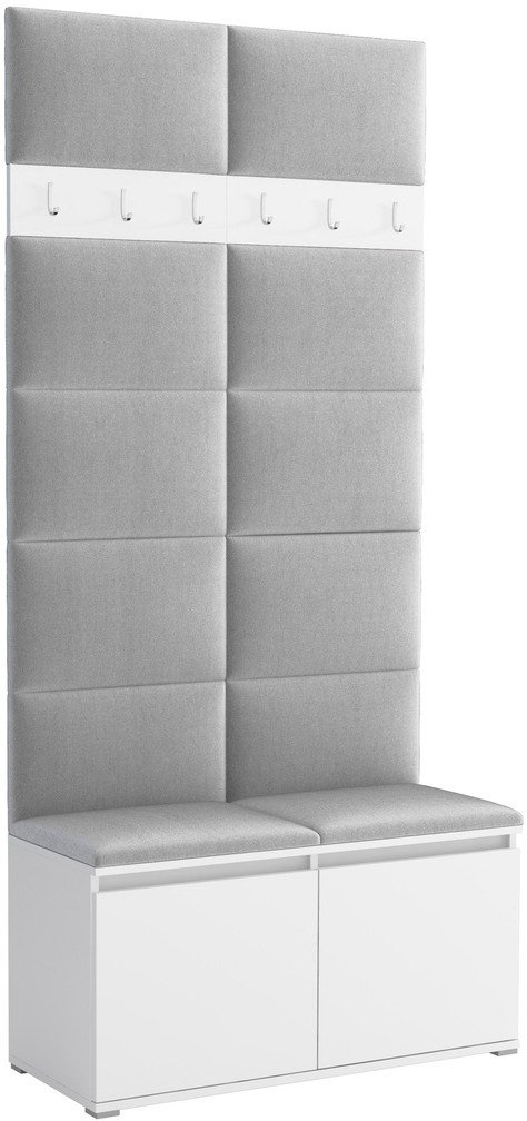 Tapicerowana garderoba Noris I - kolor biały + tkanina Trinity 32