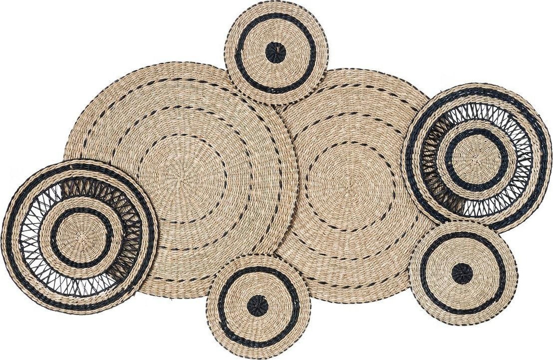 Atmosphera Dekoracja ścienna boho, koła ze słomy, 115 x 72 cm