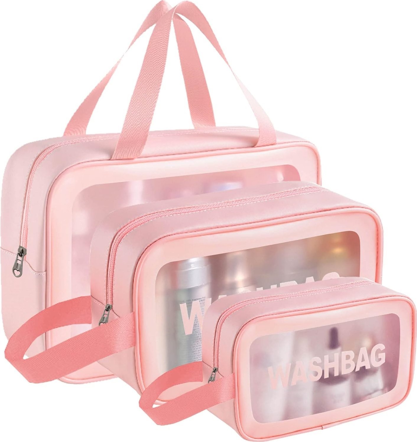 Korbi KOSMETYCZKA PODRÓŻNA DO SAMOLOTU SAMOLOTOWA PRZEZROCZYSTA RÓŻOWA x3 J4