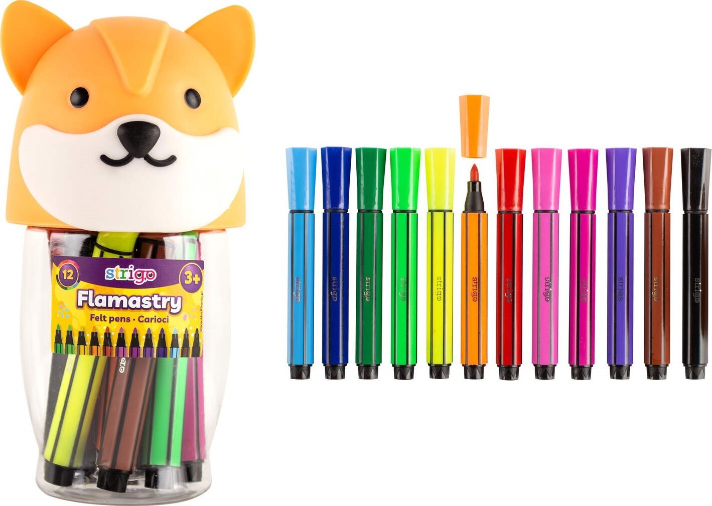 Strigo Flamastry jumbo lisek 12 kolorów Strigo